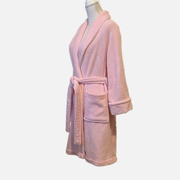 Charter Club Intimates Pink Fuzzy Shawl Collar Robe Size Medium - Picture 2 of 8